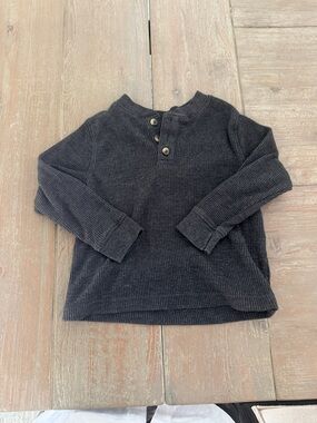 Old Navy Kids Charcoal Waffle Henley Long-Sleeve Top